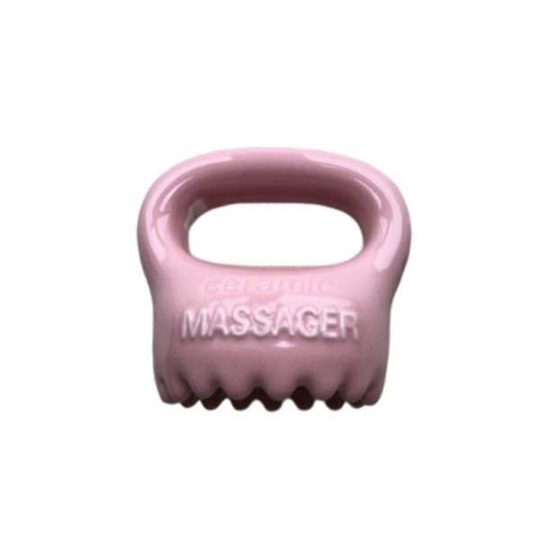 Lichaamsmassageapparatuur Keramische huishoudelijke roze kleur Gua Sha Scalp massagetool met handvat en spa Relax Beauty Massager