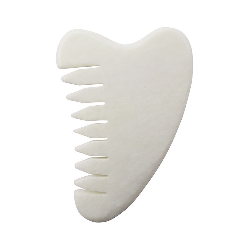 Volledige lichaamsmassage Natuurlijke witte Xiuyan Jade haarkam Gua Sha Tools Jade Scalp massager voor het verlichten van de spierspanning