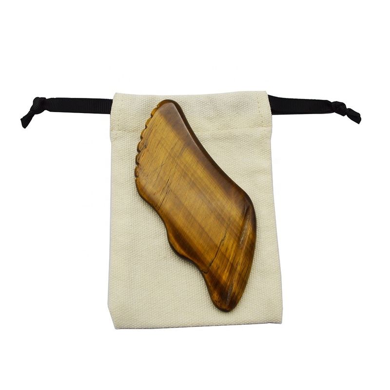 Handgemaakte handgemaakte Gua Sha natuurlijke tijger oog huid massager voor gezicht ogen nek nodieuze spier ontspanning OEM ODM