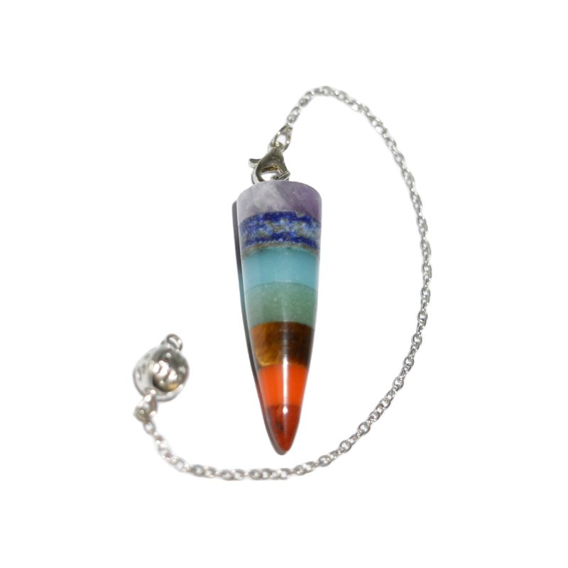 Kegelvormige sectie Natuurlijk kristal Zeven Chakra Genezende Geest Energie Slinger Zeshoekige piramide halsketting Hanger