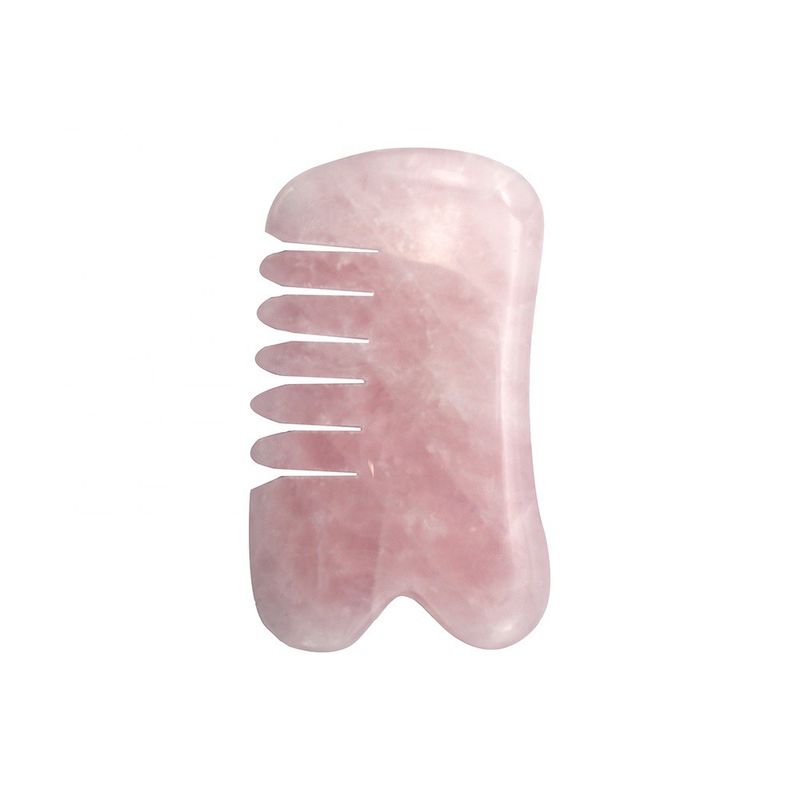 Handgemaakte natuurlijke rozenkwarts Gua Sha Schrapen Massage Kam Haar Guashsa voor hoofd Massage Modus nr. abkgs-030