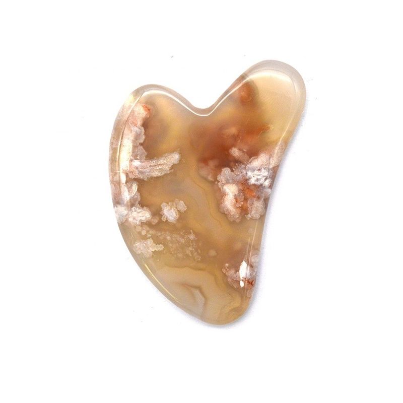 Lichaamsmassageur Natuurlijke hartvorm Kersenbloesem Agate Gua Sha Board Care Guasha Massage Tool met Custom Logo