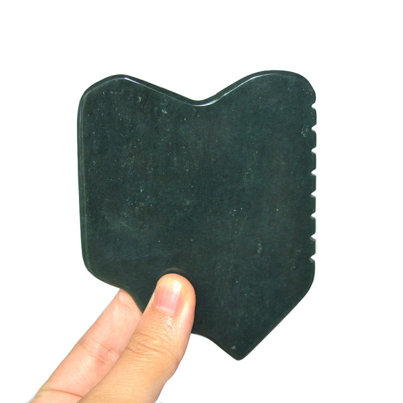 Donkergroen Nefriet Gezicht Jade Steen Guasha Massager Board voor gezichtsbloedcirculatie