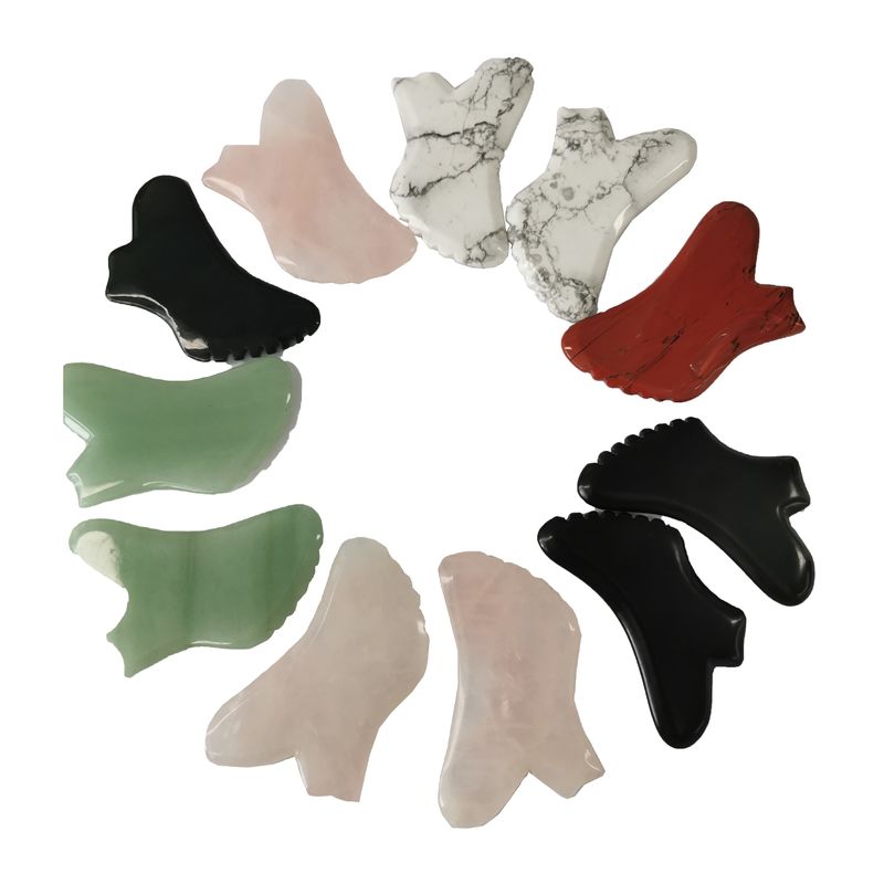 Edelsteen op maat Rozenkwarts Rood Jaspis Howliet Guasha Jade Gua Sha Gezichtsschrapen Massage Tool met Timing Control
