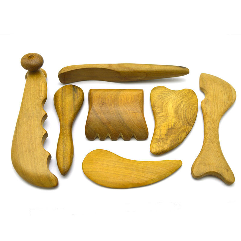 7 stuks-kit Hout Guasha Boards Boodschap Roller Tools Mooie Acupunctuur Sticks Voor schoonheid
