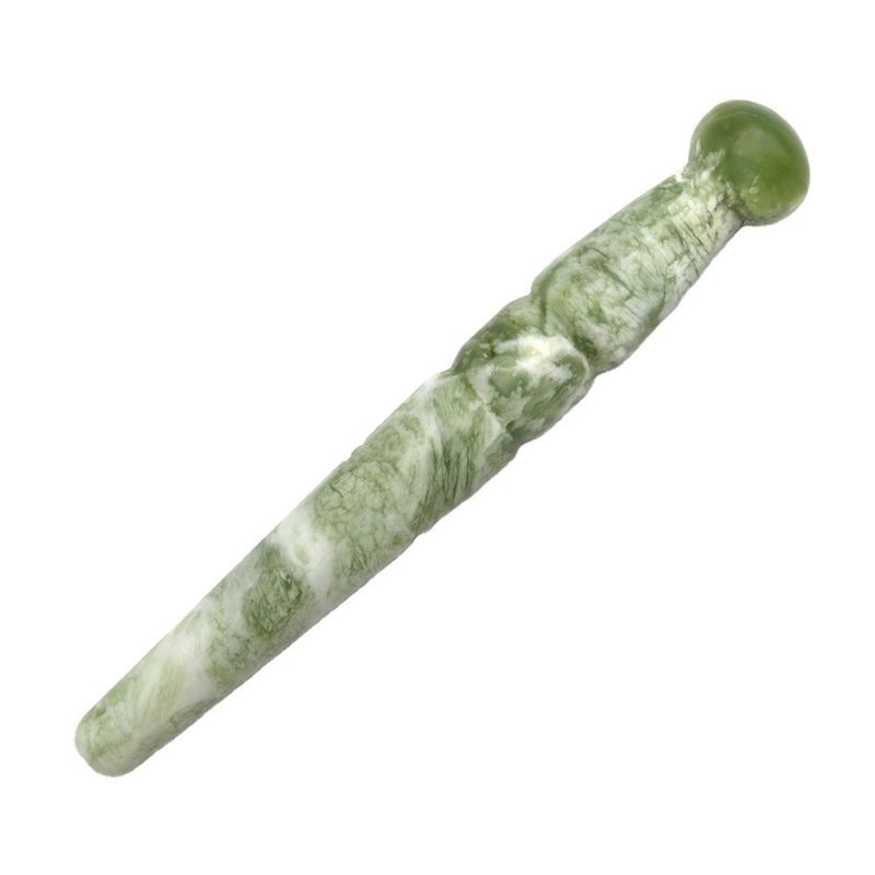 Gua Sha Massage Point Acupressure Guasha Massager Sticker Handgemaakte Natuurlijke Groene Jade Massage Stick Voor Voeten Eigenschappen