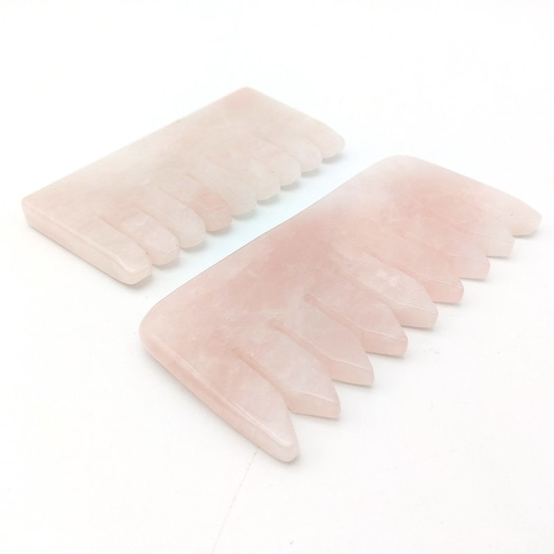 Gepersonaliseerd logo beschikbaar hoofdmassage kam Gua Sha gereedschap voor schoonheid 2024 natuurlijke roze kwarts