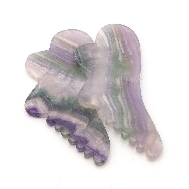 Persoonlijke gezondheidszorg 95*45mm Kleurrijke Fluoriet Gua Sha Voor gezichts- en lichaamshuid Massage Tool Voor SPA Acupunctuurbehandeling
