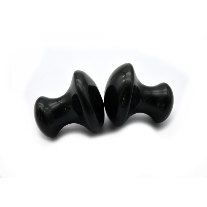 2024 Natuurlijke zwarte obsidiaan paddenstoel Guasha Beauty Massage Gua Sha Stone Voor Gezicht Lichaam Modus ABK-59